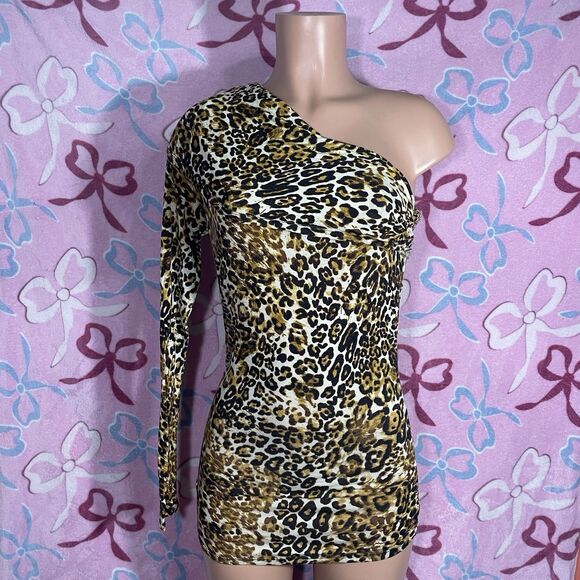 Y2k Bongo Asymmetrical One Shoulder Leopard Print Bodycon Dress Medium - Picture 1 of 5